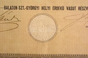 Keszthely 1888. "Keszthely-Balaton-Sz.-Györgyi Helyi Érdekű Vasút Részvénytársaság" elsőbb...