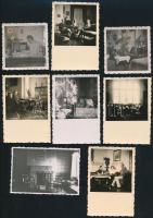 cca 1930-1940 Lakásbelsők, 8 db fotó, 6x6 cm és 6x9 cm