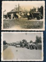cca 1940 Köbölkút / Gbelce, Szlovákia (Slovakia), traktoros felvonulás, 2 db fotó + 2×2 db fotónegatív, 6×8,5 cm