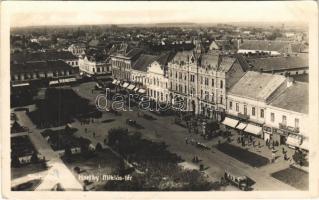 Szatmárnémeti, Satu Mare; Horthy Miklós tér, autóbusz, üzletek / square, autobus, shops (EK)