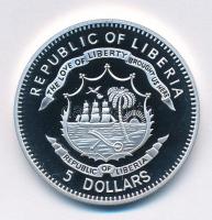 Libéria 2009. 5$ ezüstözött Cu "A történelem legnagyobb hadurai - Dzsingisz kán" részben m...