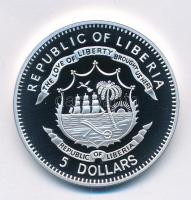 Libéria 2011. 5$ ezüstözött Cu "A történelem legnagyobb hadurai - Oliver Cromwell" részben...