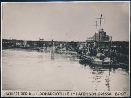 cca 1916 Az osztrák-magyar Dunai flottilla hajói Odesszánál, fotó / Austro-Hungarian Danube Fleet warhsips at Odessa, photo, 17x13 cm