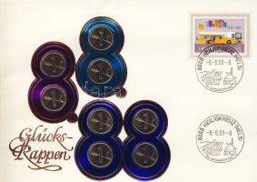 Svájc 1984. 1R (8x) "8.8.88" érmés, bélyeges borítékon, ismertetővel T:1