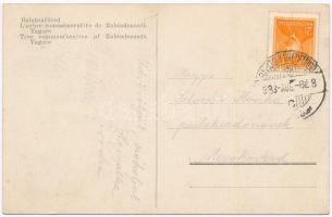 1933 Balatonfüred, Erzsébet szanatórium, Grand szálloda, parti részlet, Rabindranath Tagore emlékfáj...