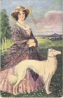 Edle Rasse / Lady art postcard, dog (kopott sarkak / worn corners)