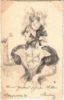 1900 Lady art postcard (EK)