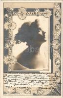 1900 Art Nouveau lady art postcard, floral. Edgar Schmidt Serie 7030. N.P.G. phot.