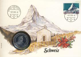 Svájc 1985. 5Fr érmés, bélyeges borítékon, ismertetővel T:1