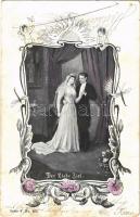 1900 Der Liebe Ziel / Lady art postcard, romantic couple, wedding. Serie F. No. 433. Art Nouveau, floral (fl)