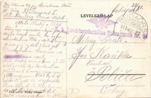 1914 Budaörs, látkép. Szailer Mihály kiadása + "K.k. Landsturmbataillon Hohenmauth Nr. 94."...