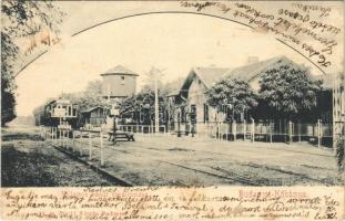 1905 Budapest X. Kőbánya, villamos vasút végállomás, vasútállomás, víztorony. Divald Károly 45. sz.
