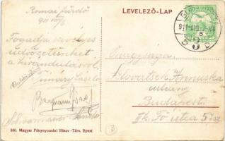 1911 Budapest III. Római fürdő, Rómaifürdő; fürdő vendéglő kerthelyisége cigány zenekarral, cimbalom...