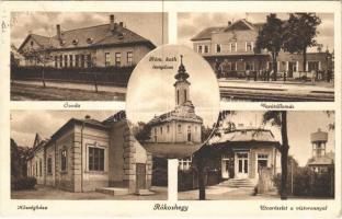 1938 Budapest XVII. Rákoshegy, Római katolikus templom, óvoda, vasútállomás, községháza, utca és víztorony