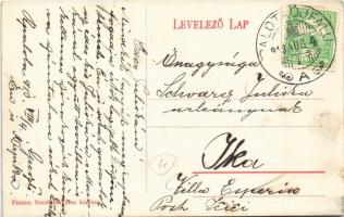 1913 Budapest XV. Rákospalota, Zápolya utca, Fortuna Mozgó mozi, villanyszerelő létrán. Fischer Dezs...