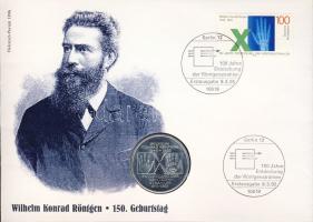 NSZK 1995. 10M Ag "Wilhelm Conrad Röntgen" érmés, bélyeges borítékon T:2