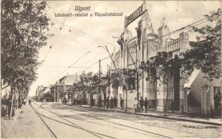 Budapest IV. Újpest, István út, Népszínház, villamossínek, üzletek. Weisz Berthold kiadása