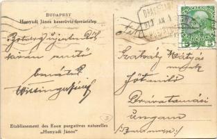 1912 Budapest XI. Hunyadi János keserűvíz-forrástelep, palackozott víz szétküldése vonattal + "...