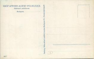 Budapest VII. Gróf Apponyi Albert Poliklinika, sebészeti műtőterem, belső, orvosok és nővérek. Szöve...