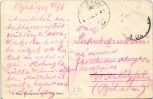 1912 Budapest I. Tabán, Avar Mihály vendéglője, kerthelyiség vendégekkel, teke pálya. Kereszt utca 1...