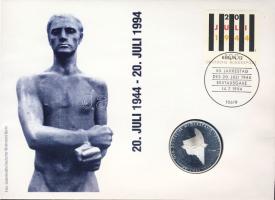 NSZK 1994. 10M Ag "Ellenállás" érmés, bélyeges borítékon T:PP