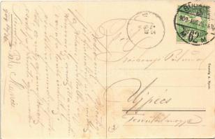 1909 Budapest I. Kilátás a Gellért-hegyről, Gellért szobor, Tabán, Döbrentei tér, vár, Rácz fürdő, p...