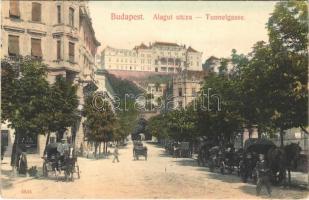 1912 Budapest I. Alagút utca, lovaskocsik, fiákerek, borbély. Taussig A. 6834. (kis szakadás / small tear)