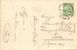 1912 Budapest I. Alagút utca, lovaskocsik, fiákerek, borbély. Taussig A. 6834. (kis szakadás / small...