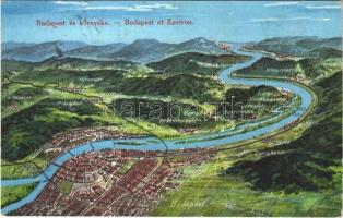 1938 Budapest és környéke. térkép, Klösz György és fia kiadása