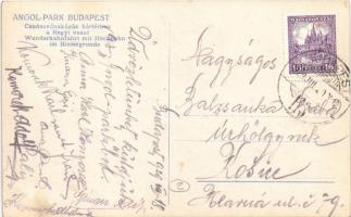 1929 Budapest XIV. Angol-Park, csodacsónakázás háttérben a hegyi vasúttal