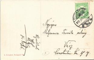 1912 Budapest XI. Kilátás Lágymányos felé, villamosok, látkép még a Gellért szálló építése előtt