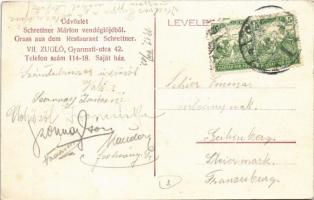 Budapest XIV. Zugló,  Schrettner Márton vendéglője, étterem kerthelyisége. Gyarmat utca 42