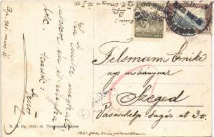 1921 Budapest III. Óbuda, Korona tér, Berger H. József dohány nagyárudája és üzlete, hirdetőoszlop, ...