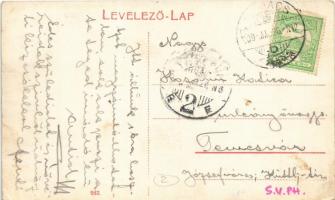 1909 Mohács, hajóállomás, gőzhajó farfedélzeti kormánya (EK)