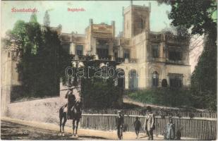 1912 Szombathely, Bagolyvár, lovas a gázlámpa kapcsoló rúddal