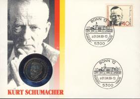 NSZK 1988. 2M "Kurt Schumacher" érmés, bélyeges borítékon T:2