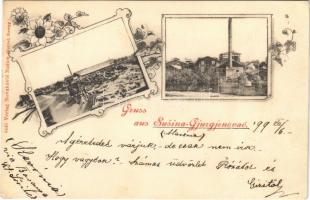 1899 (Vorläufer) Gyurgyenovác, Susine-Gjurgjenovac, Durdenovac; Marchetti-Lamarche (előtte Jozef Pfeiffer) fűrésztelep / sawmill. Art Nouveau, floral