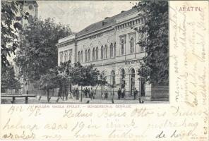 1902 Apatin, polgári iskola, Gasz Mátyás üzlete / schoo, shop