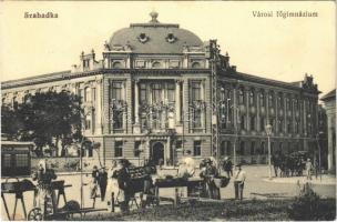 1913 Szabadka, Subotica; Városi főgimnázium, piac, nyilvános WC / grammar school, market, public toilet