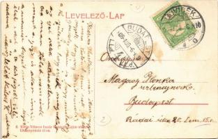 1908 Újvidék, Novi Sad; Kossuth Lajos utca, lovaskocsik, templom, Kereszt szobor, Petrovic és Popovi...