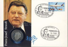 NSZK 1990. 2M "Franz-Josef Strauß" érmés, bélyeges borítékon T:2