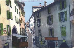 Lugano, Via della cattedrale, Funicolare / street view with funicular railway, train