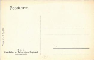 Cs. és kir. vasúti és távirati ezred által épített vasúti híd, terhelési próbája gőzmozdonnyal / K.u...