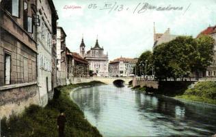 Ljubljana, Laibach; Bridge and Franciscan Church (EK)