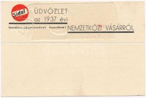 Sidol a legjobb fém- és ablaktisztítószer. Üdvözlet az 1937. évi Nemzetközi Vásárról. Leszakítva kön...