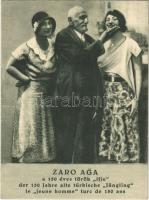 Zaro Aga a 150 éves török ifjú. Táplálkozzatok török szőlővel és mogyoróval, mint Zaro Aga / der 150 Jahre alte türkische Jüngling / Turkish products advertising card (12,2 x 9 cm)