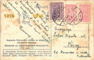 1912-1916 Budapest XIV. Rózsafüzér királynéja templom építése. Auguszta főhercegnő aláírja az alapkő...