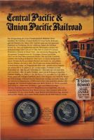 Man-sziget 1992. 1C + 1C "Central Pacific és Union Pacific vasút" érmés emléklapon T:PP