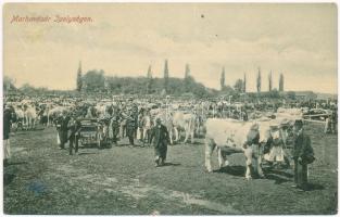 1913 Ipolyság, Sahy; marhavásár, piac. Polgár J. kiadása 57. W.L. (?) / cattle market