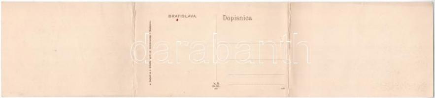 Pozsony, Pressburg, Bratislava; Három részes kinyitható panorámalap. A. Bednár & J. Miksík / 3-t...